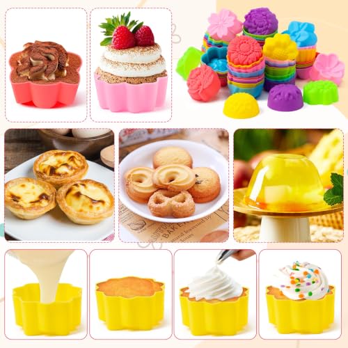 R HORSE Mini Silicone Baking Cups - 60 Pack Flower Molds, 2 Inch