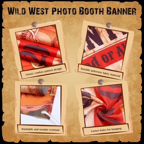 Western Wanted Poster Photo Booth Prop - Large Fabric Banner for Cowboy Party