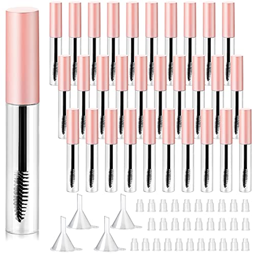 Maitys Pink 30-Pack 10ml Reusable Mascara Tubes with Wands & Funnels