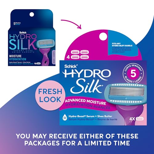 Schick Hydro Silk Moisture Razor Blade Refills, 4 Count - 5-Blade for Women