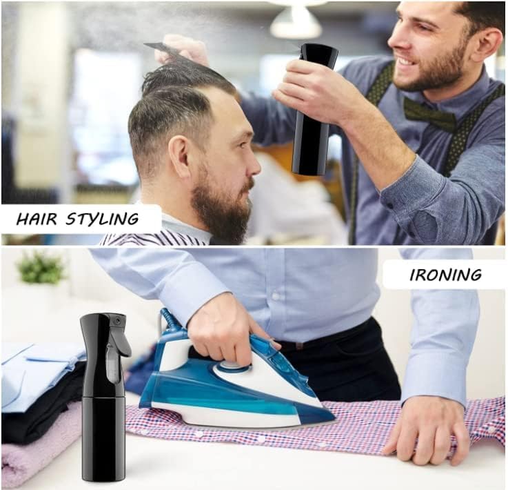 Ultra Fine Spray Bottle for Hair - 10.1oz Mist Sprayer for Hairstyling, Cleaning & Plants - Black