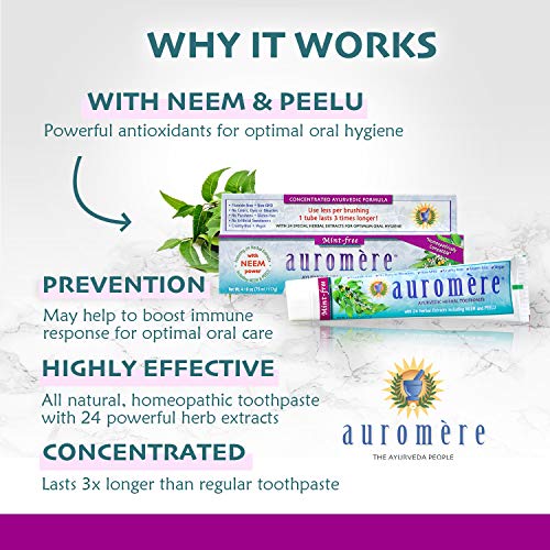 Auromere Ayurvedic Herbal Neem & Clove Toothpaste - Mint-Free & Fluoride-Free