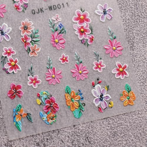 Self-Adhesive Floral Nail Art Stickers - 6 Sheets for Spring & Summer