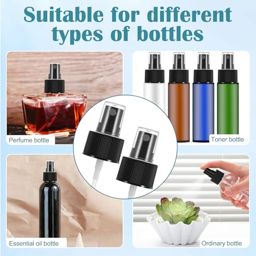 Black 24 Pack Spray Bottle Nozzle Replacement - Fine Mist, Fits 24-410 Bottles