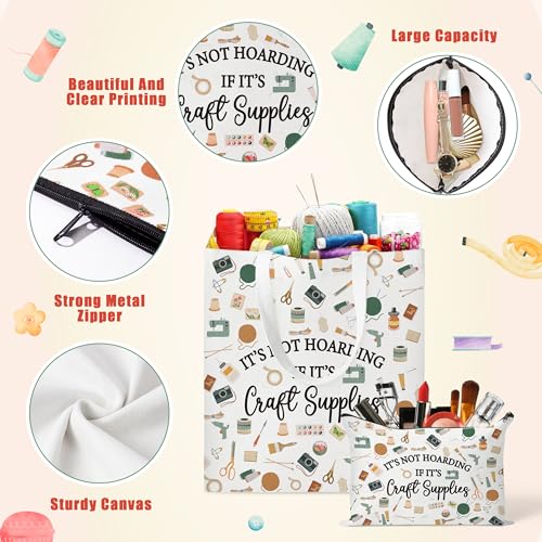Y1tvei Canvas Tote Bag with Makeup Pouch - Reusable Gift
