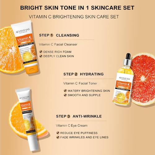 R RadiantRise 5-in-1 Vitamin C Skin Care Set for Brightening & Glow