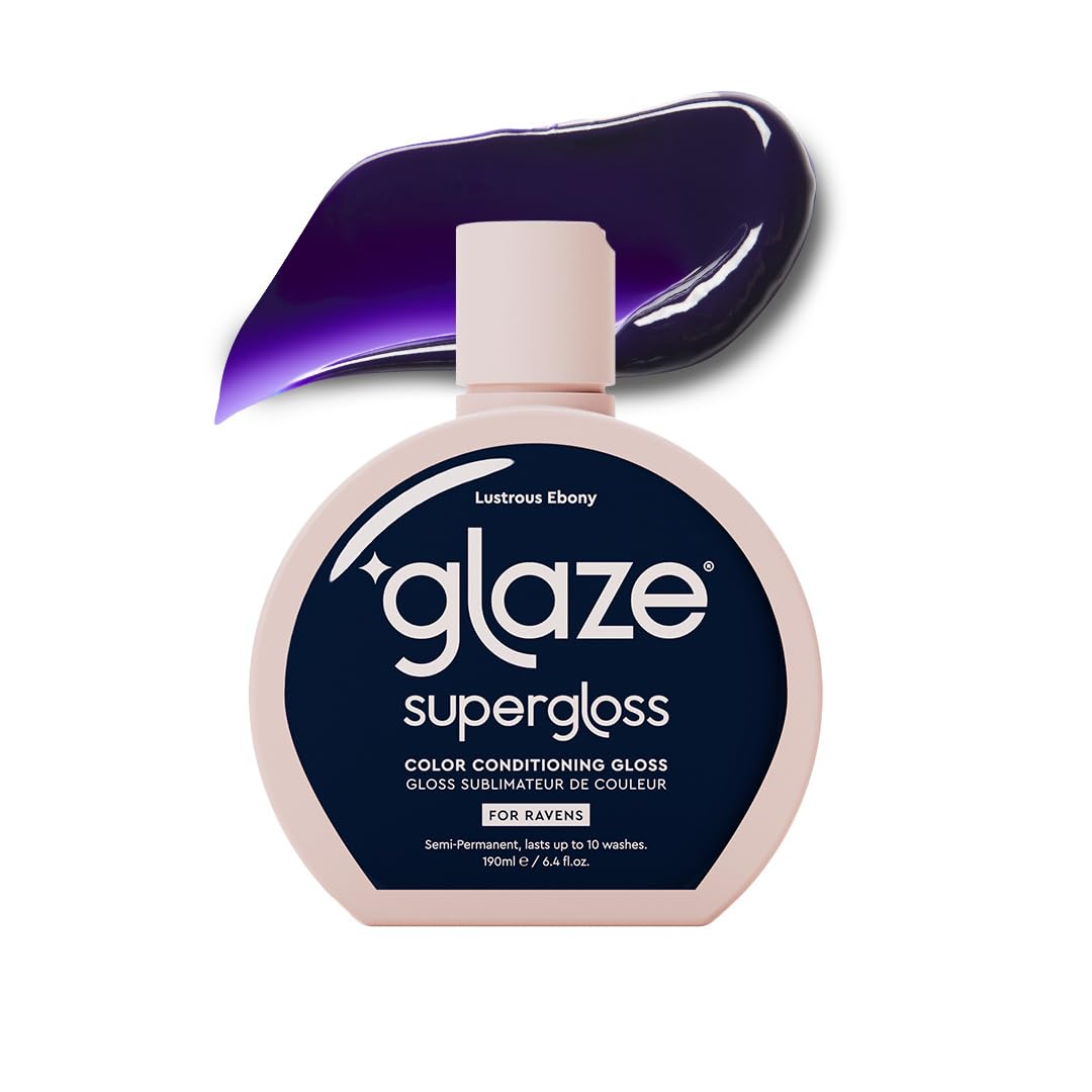Glaze Supergloss Color Conditioning Gloss - Hydrating Semi-Permanent Hair Color & Shine Boost - 6.4 fl oz | Lustrous Ebony - Blue Black