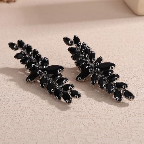 Gothic Black Rhinestone Hair Clips for Wedding & Parties - 2pcs