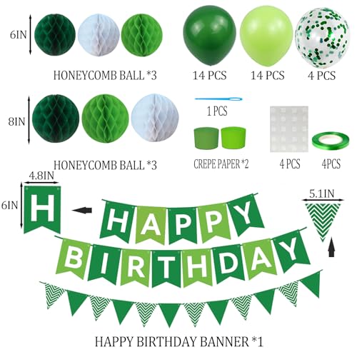 Green Birthday Party Decoration Set with Banner, Balloons & Streamers