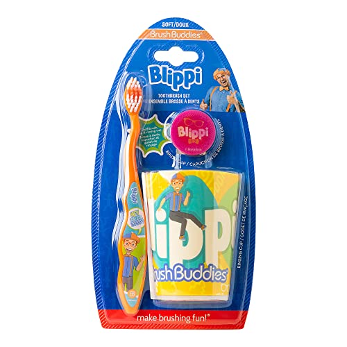 Blippi Kids Toothbrush Kit - 3PC Soft Bristles Travel Set