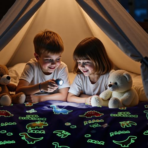 Dinosaur Glow in the Dark Blanket for Kids - Soft Fleece Throw (50"x60")