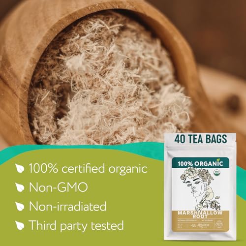 Organic Marshmallow Root Tea (40 Tea Bags) for Throat & Digestive Comfort