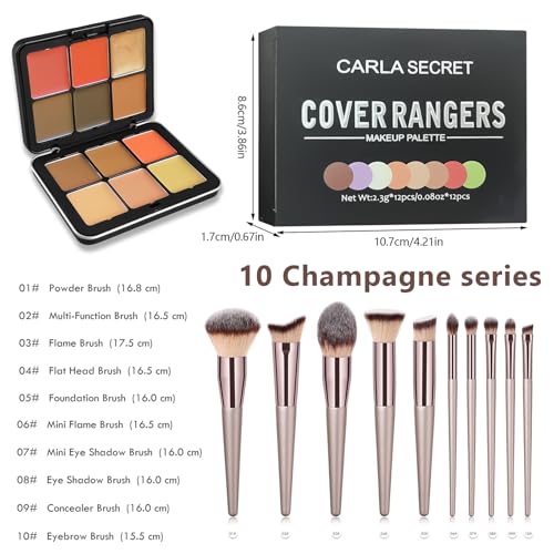 BrilliantDay Makeup Cream Contour Palette 12 Colors with Brush Set – Concealer & Highlighter