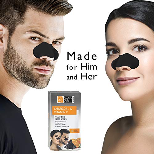 Global Beauty Care Charcoal & Vitamin C Nose Strips - Deep Cleansing Pore Patches, 18 Count (Variation: Charcoal-Vit C -2)