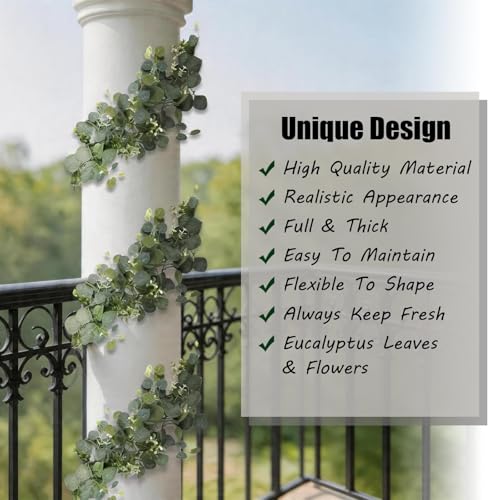 Artificial Eucalyptus Garland - 2 Pack for Wedding & Home Decor