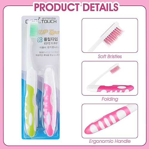 Ouligay Portable Folding Toothbrushes - 2 Pack for Travel & Camping