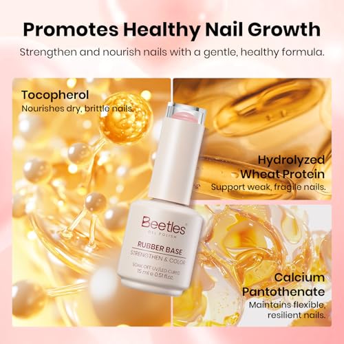 Beetles Rosy Nude Pink Rubber Base Gel – 15ml Builder Coat for Natural Nails