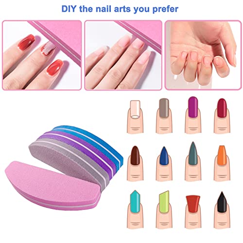 GigaGround 80 Pcs Multicolor Nail Buffers Double Sided 100/180 Grit Portable & Washable