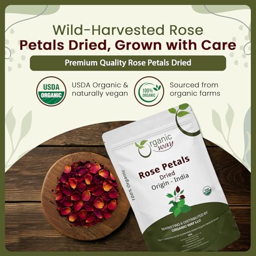 Organic Dried Rose Petals - Edible Herbal Tea - 2 Oz