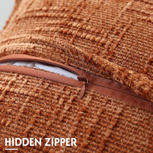 OTOSTAR 16x24 Inch Soft Chenille Decorative Pillow Cover - Rust
