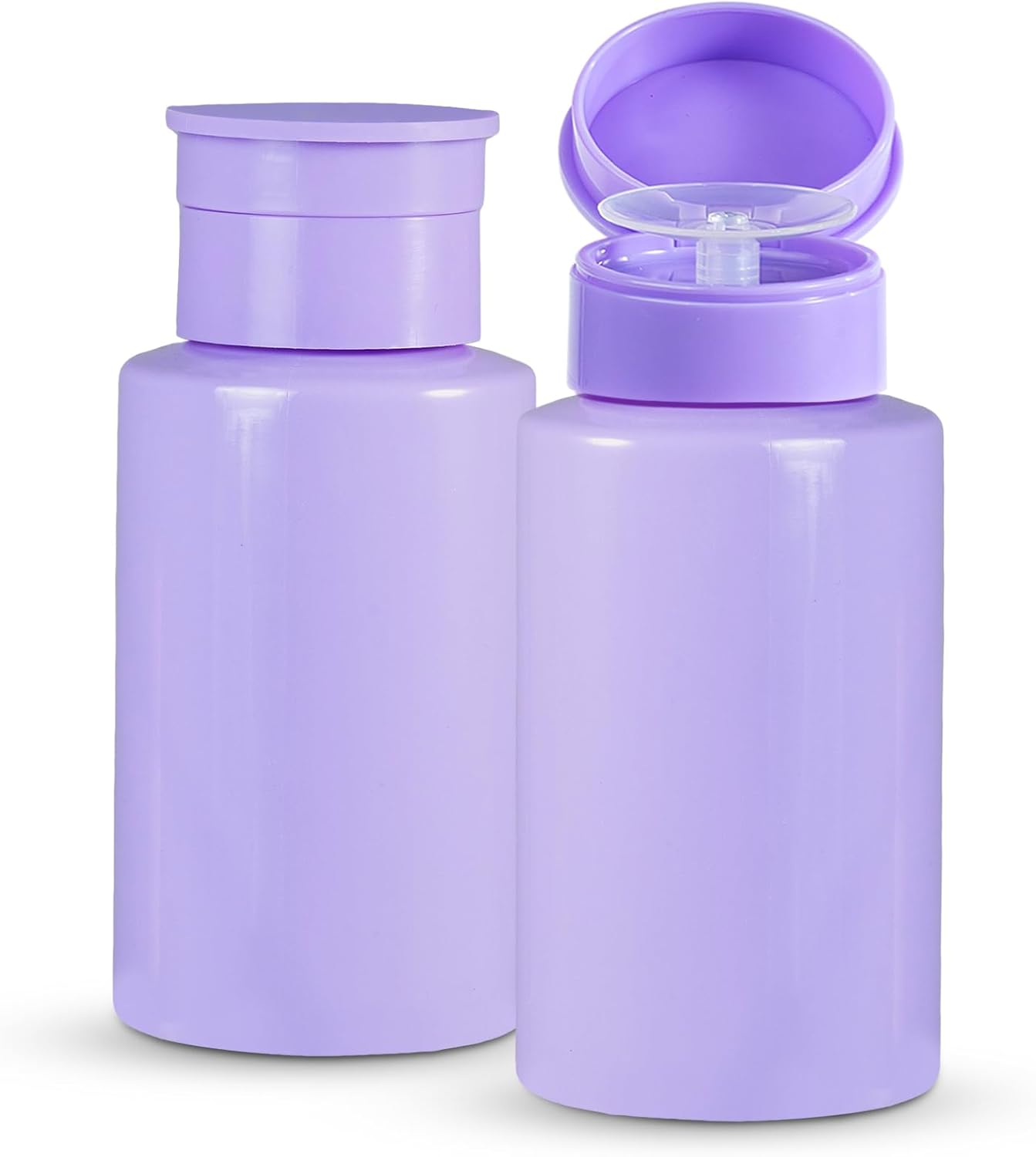 Nail Polish Remover Pump Dispenser - 2 Pack Acetone Safe ABS Bottles | 200ml (6.8oz) Lockable Flip Cap
