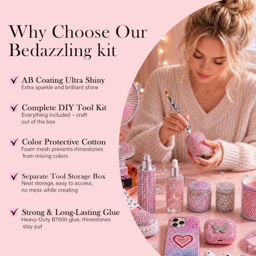Kiwixmoon 42000+ Rhinestones Bedazzling Kit 40 Colors 3mm for Diamond Art & Crafts