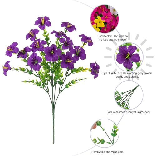 20 Bundles Faux Morning Glory Artificial Flowers for Outdoors