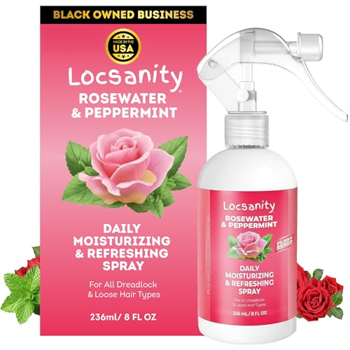 Locsanity 8oz Daily Moisturizing Rosewater & Peppermint Hair Scalp Spray for Locs & Dreadlocks - Natural Loc Care