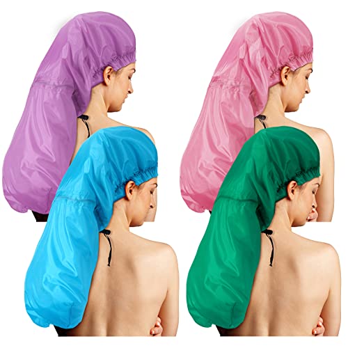 Eurzom Extra Large Shower Cap Set for Braids - 4 Pcs (Pink, Blue, Green, Purple)
