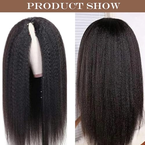 Emistar 20 Inch Kinky Straight V Part Wig - Glueless Synthetic Blend