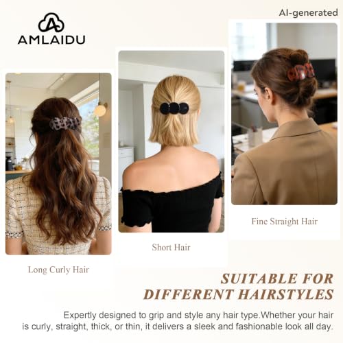Amlaidu Flat Hair Clips for Women – Claw Clips for Thick/Thin Hair, 4 Color Variants (Yellow, Red, White Tort, Black) 1 Count