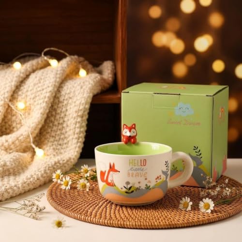 Cute 3D Fox Ceramic Coffee Mug – 12oz Kawaii Animal Cup
