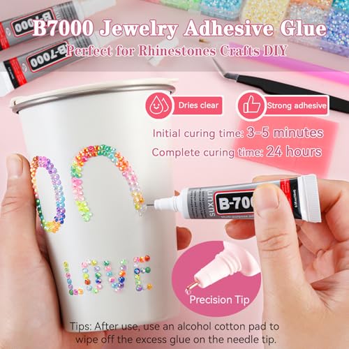 ALGLEA 48-Color Resin Rhinestone Bedazzling Kit with 37,000 Gems & Jewelry Glue