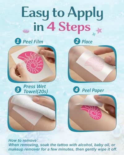 Mermaid Temporary Tattoos for Kids - 106 Waterproof Designs
