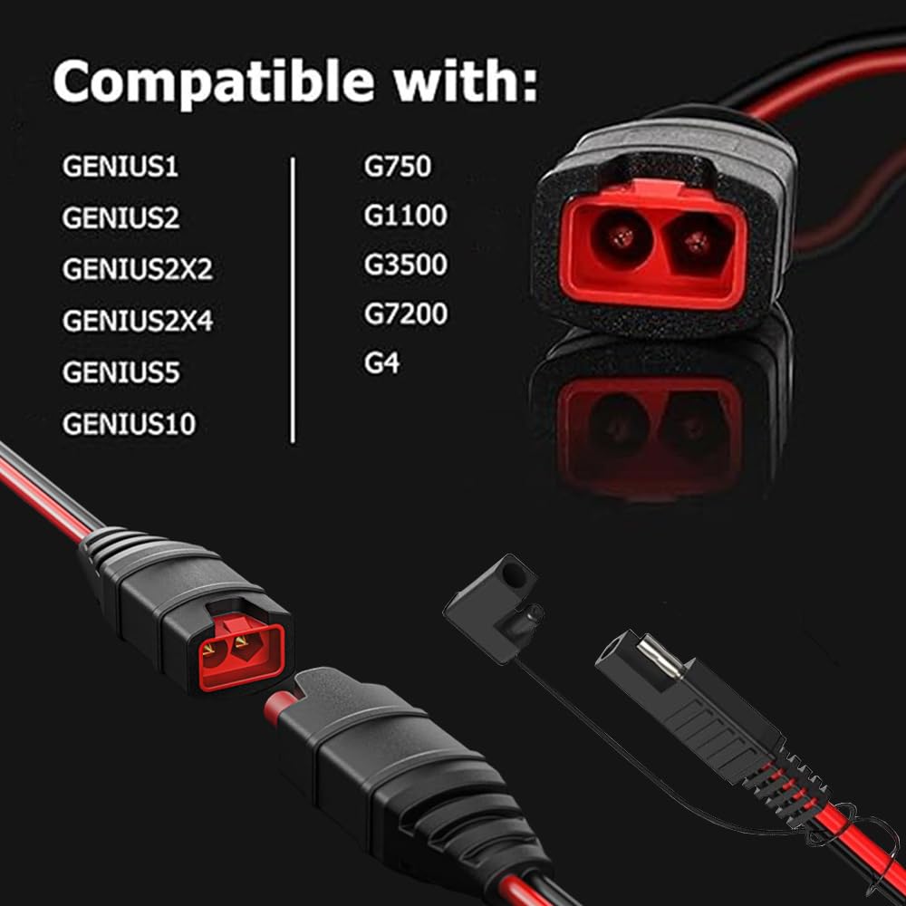 Antianxia SAE Connector Compatible with NOCO Genius Smart Battery Charger GC004 X-Connect 12inch-14AWG,SAE Extension Cord Cable, 3 * 20A Fused Waterproof Plugs