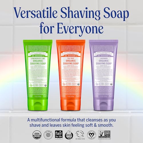 Dr. Bronner's Organic Shaving Soap - Peppermint, 7oz | Moisturizing & Soothing Formula