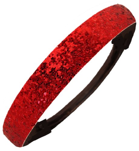 Kenz Laurenz Red Glitter Headbands - 12 Pack Sparkly Elastic Hair Bands