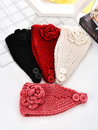 TecUnite Chunky Knit Headbands - 4 Pack Winter Ear Warmers for Women & Girls