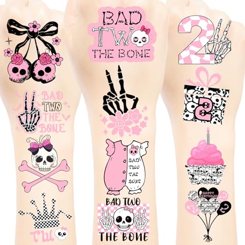 Bad to the Bone Temporary Tattoos for Girl Birthday Party - Rock Music Theme, 16 Sheets