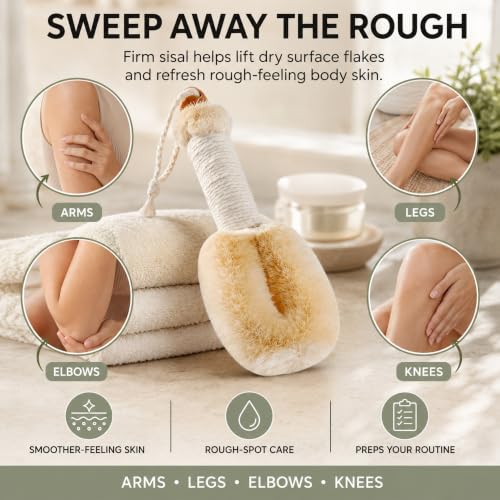 Touch Me Natural Sisal Dry Body Brush – 9” Firm Exfoliating Skin Scrubber