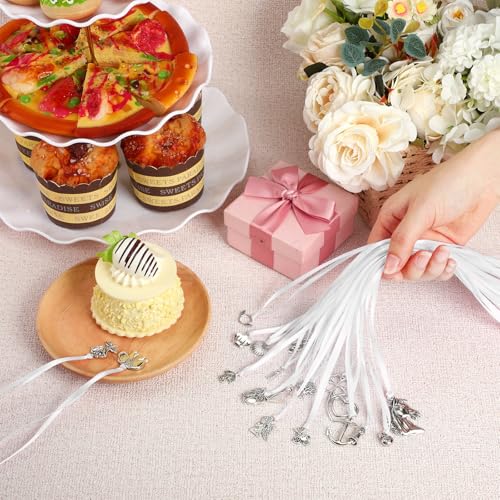 20 Pcs Wedding Cake Pull Charms Set with Blessing Cards