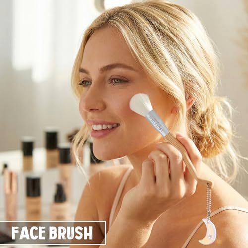 Profusion Casper Ghost Makeup Brush Set - 3 Piece Face & Eye Brushes with Vegan Bristles