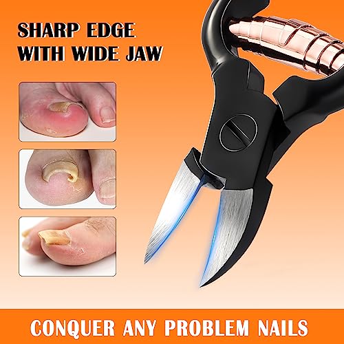 BEZOX Large Black Podiatrist Toenail Clippers for Seniors - Heavy Duty & Precise