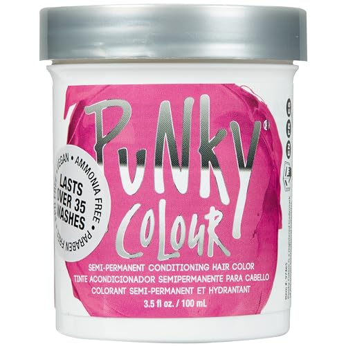 Punky Colour Flamingo Pink Semi Permanent Hair Color ? Vibrant Pink Hair Dye, Vegan & Cruelty-Free Conditioning Formula, Lasts Up to 35 Washes, 3.5 fl oz