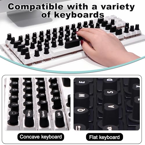 Raisetip 70 Pcs Black Raised Tip Keyboard Stickers for Long Nails, Letters