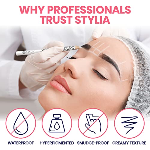 Stylia Waterproof White Eyeliner Pencil - 12 Pack Long-Lasting Eye Highlighter