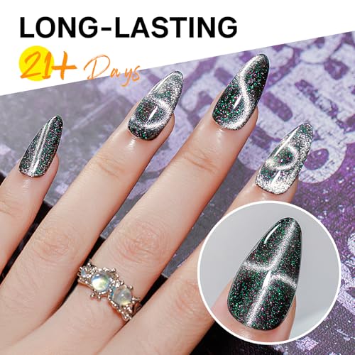 MIZHSE Galaxy Cat Eye Gel Nail Polish Set - 10 Colors with Magnetic Stick