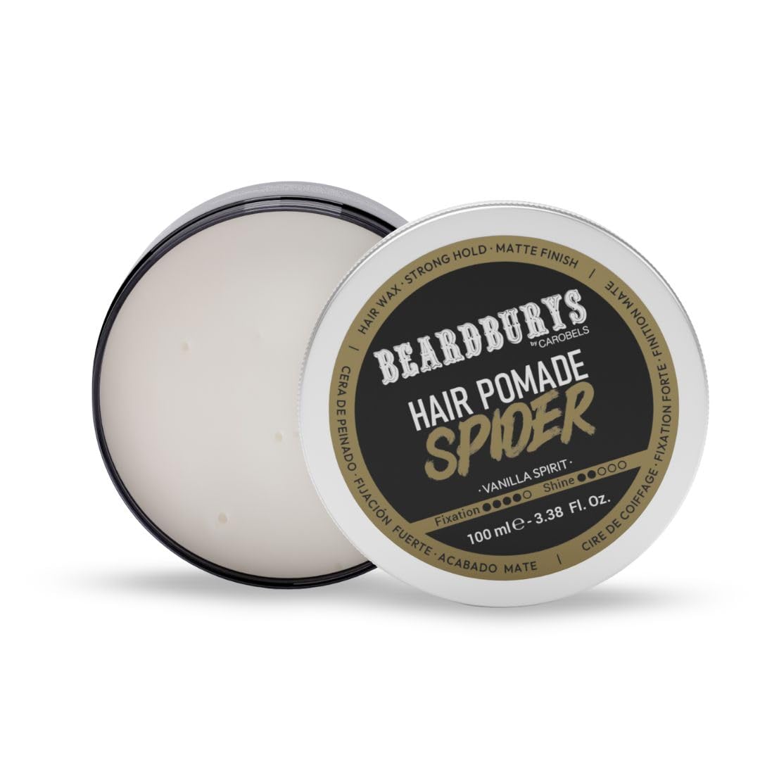 BY CAROBELS BEARDBURYS Barber Grade Spider Hair Styling Wax With Medium Hold & Natural Looking Finish, Hair Volume for Men, 3,5 Fl Oz, Unscented, 1 Ounce