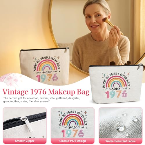 HAPPYPOP 50th Birthday Gift Set for Women - 1976 Makeup Bag & Socks, Personalized Gift for Her, Mom, Wife, Sister, Friend, Holiday