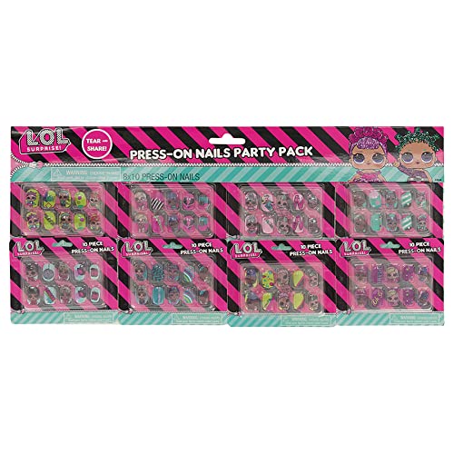 LOL Surprise Kids Nail Kit: 80 Press-On Faux Nails Party Set